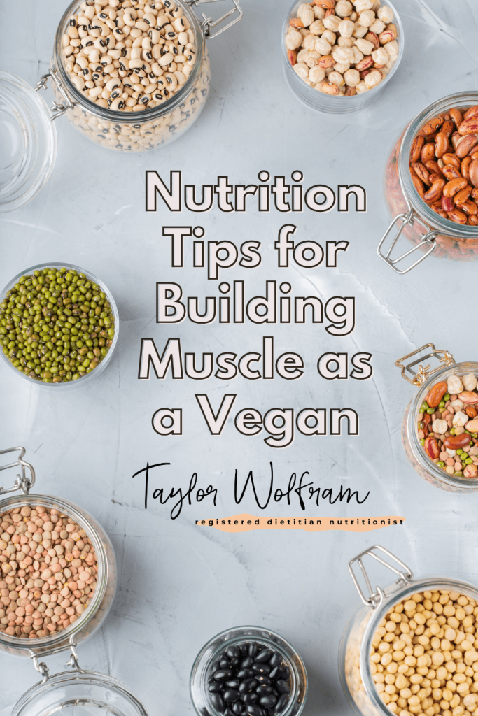 A variety of high-protein vegan foods in jars, including beans, lentils, peas.